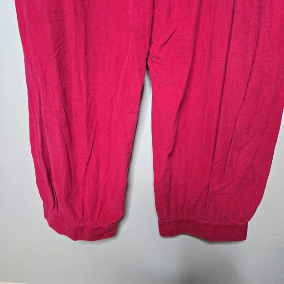 Laura Ashley Vintage 80s Hot Pink Corduroy Jumpsuit Sleeveless Size Medium Solid - Picture 4 of 9